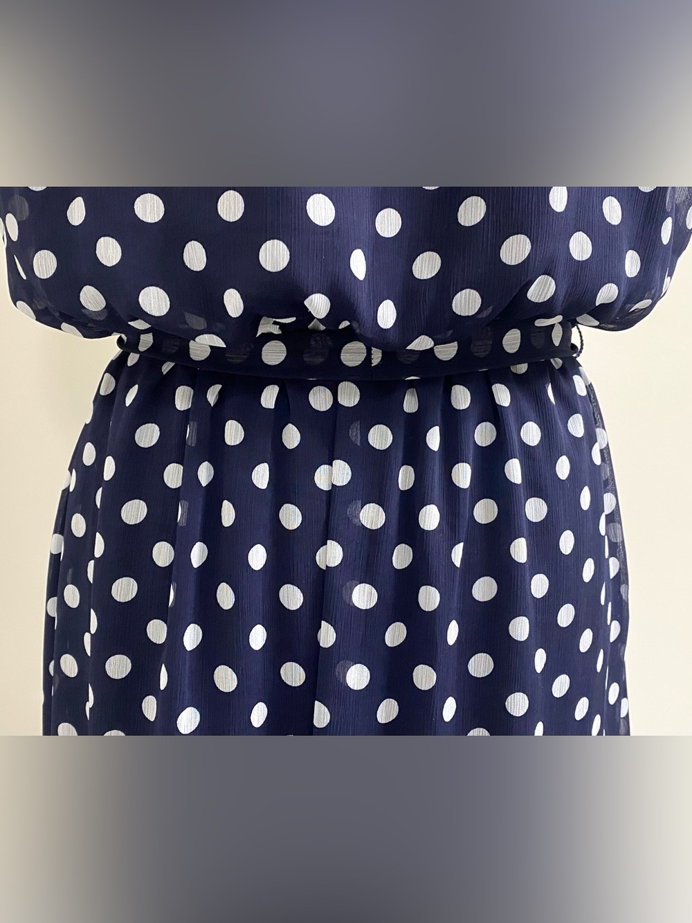 GNW Womens 16 Blue White Polka Dot Sleeveless Dress Summer Preppy Lightweight - Picture 7 of 16